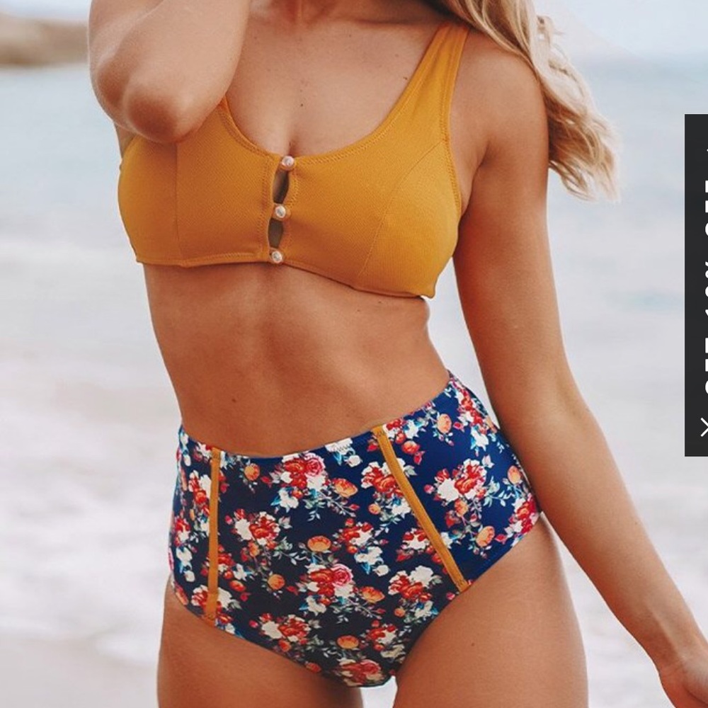 Cupshe High Waisted Floral Bikini
